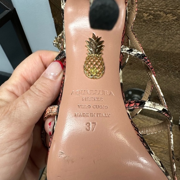 Aquazzura Snakeskin Multi-Strap Heels (Size 37 / US 6.5–7) - Picture 7 of 11